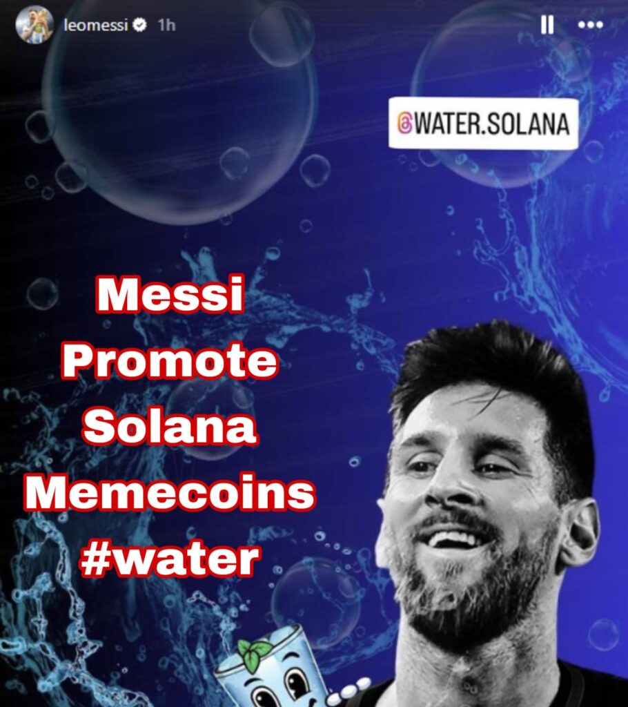  Lionel Messi advertises Solana Memecoin.